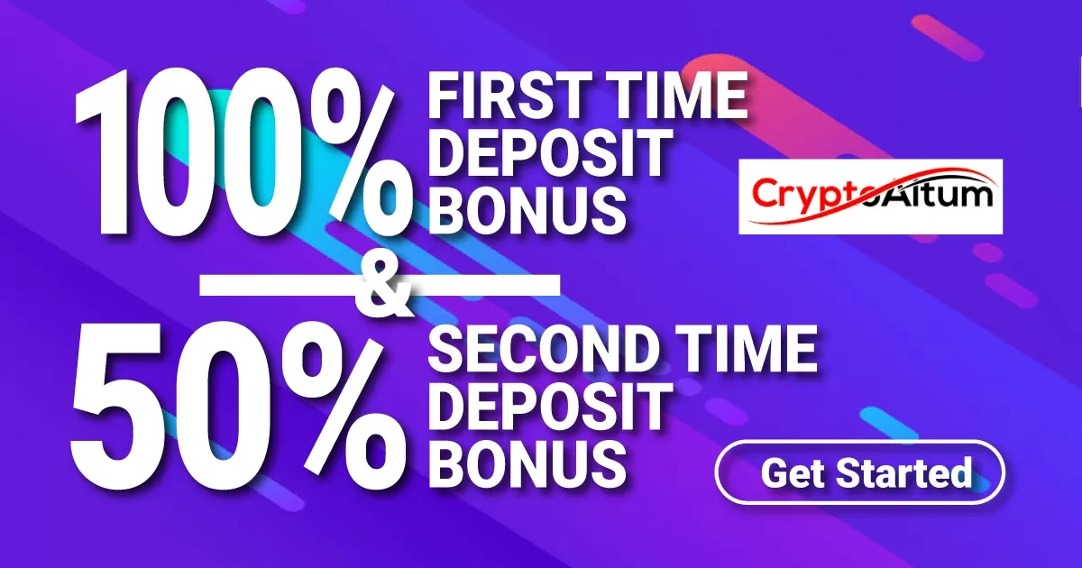 100% Forex First Time Deposit Bonus on CryptoAltum
