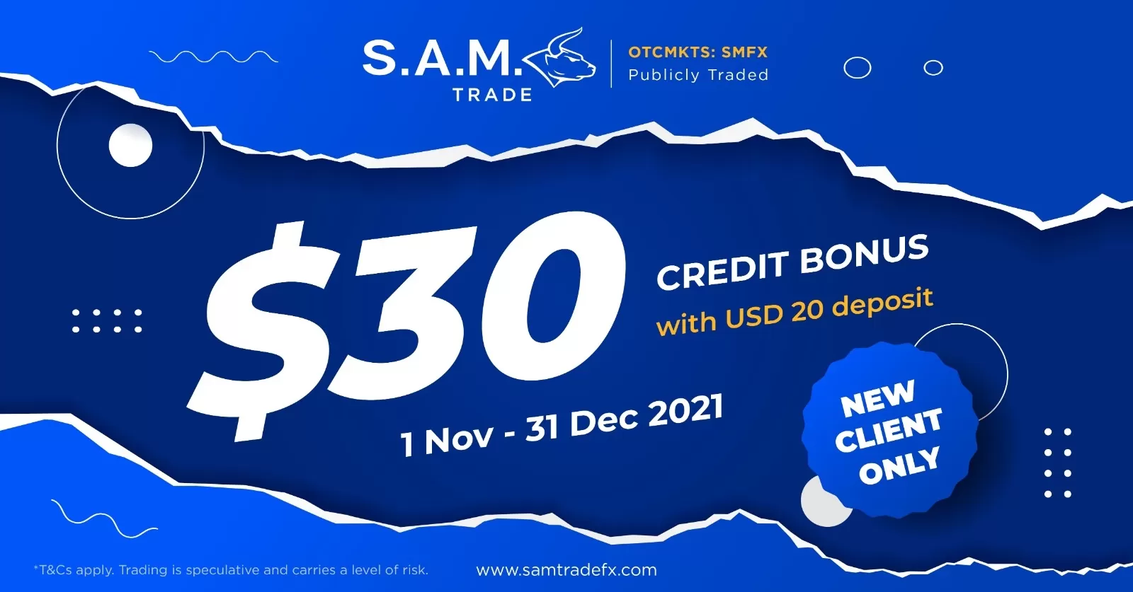 Get $30 credit bonus on Samtrade FX