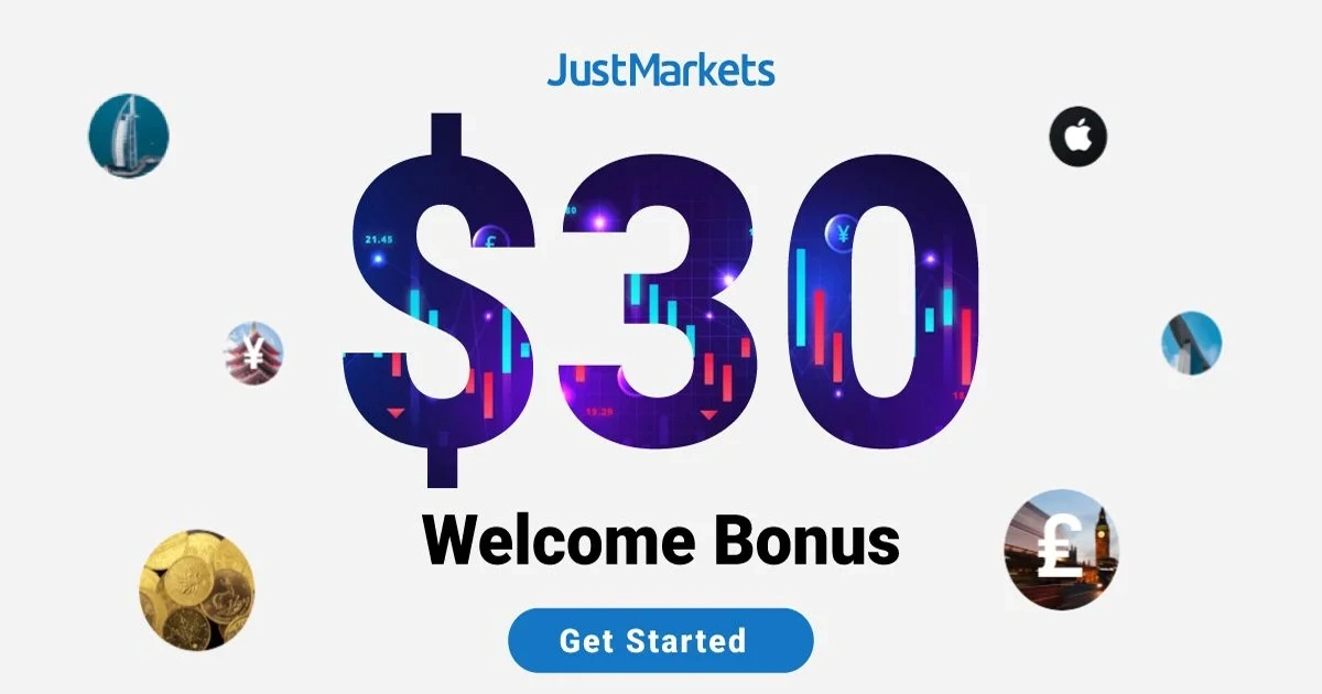 $30 Welcome Free Bonus for Asia JustMarkets Traders