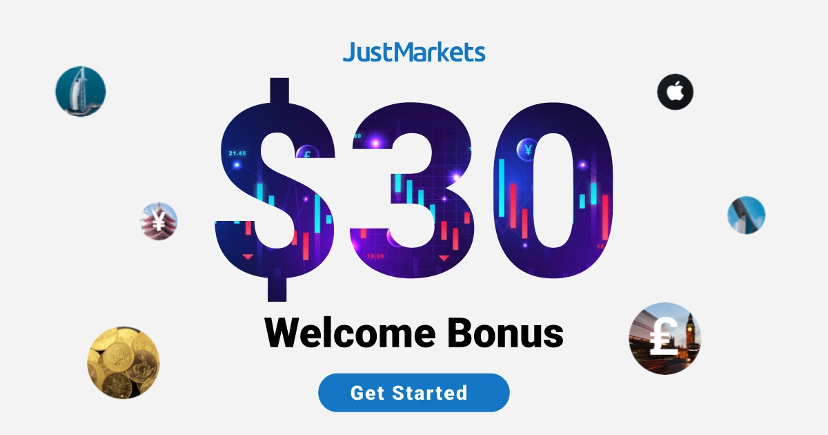 JustMarkets welcomes you with a $30 Forex Bonus